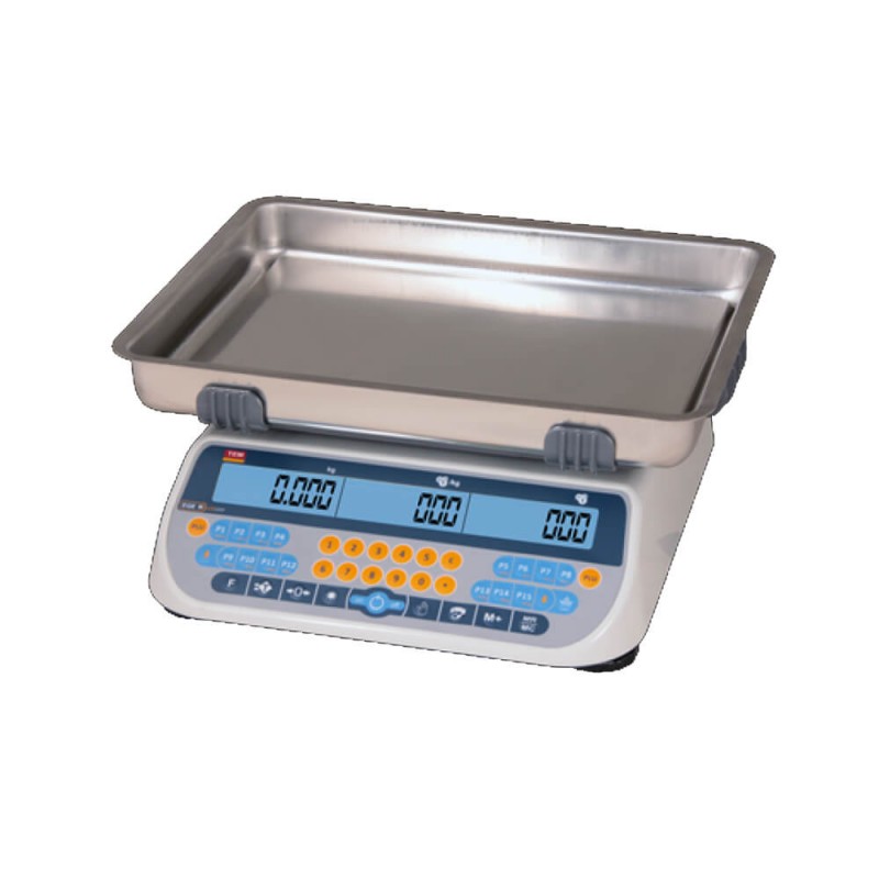 TEM SRP pazarcı terazisi, 3×6 LCD ekran ve paslanmaz çukur kefe