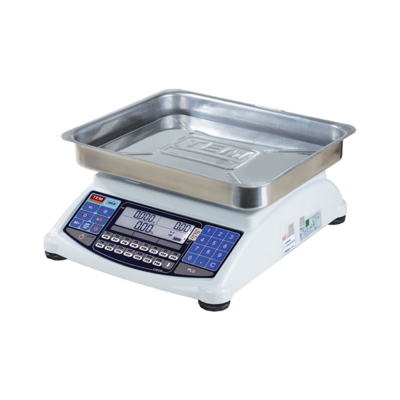 TEM ATA LCD fiyat hesaplamalı terazi, 30–120 kg, paslanmaz 33×40 cm çukur kefe
