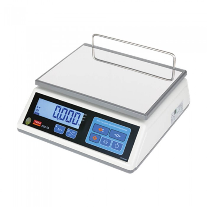 TEM EGE NT Serisi LCD Tartım Terazisi (3/6/15/30 kg, M+ / MR, Paslanmaz Kefe)