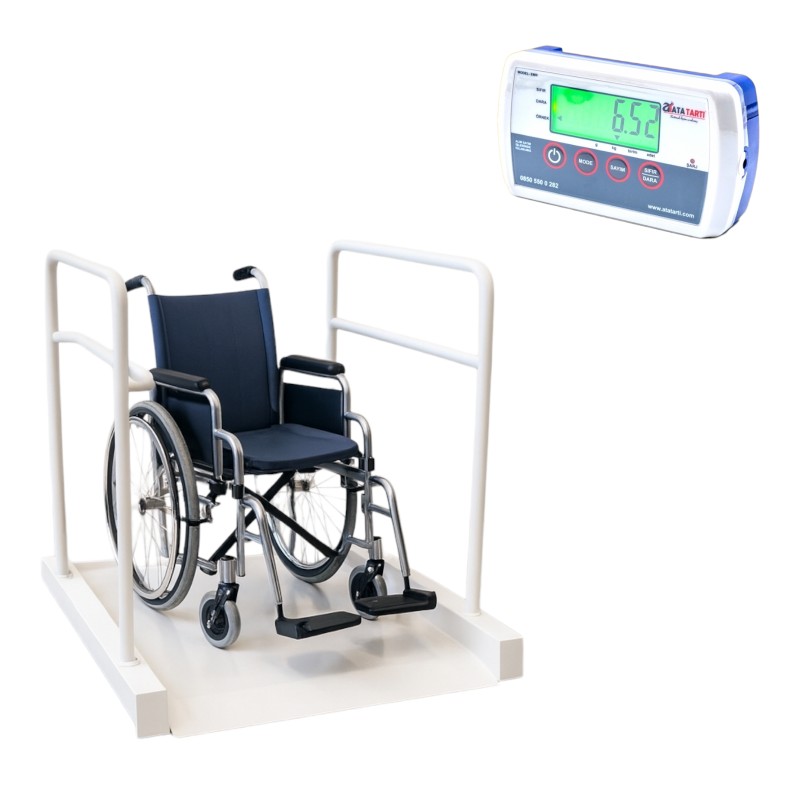 Ata Tartı tekerlekli sandalye tartım baskülü 80×90 cm kendinden rampalı medikal platform