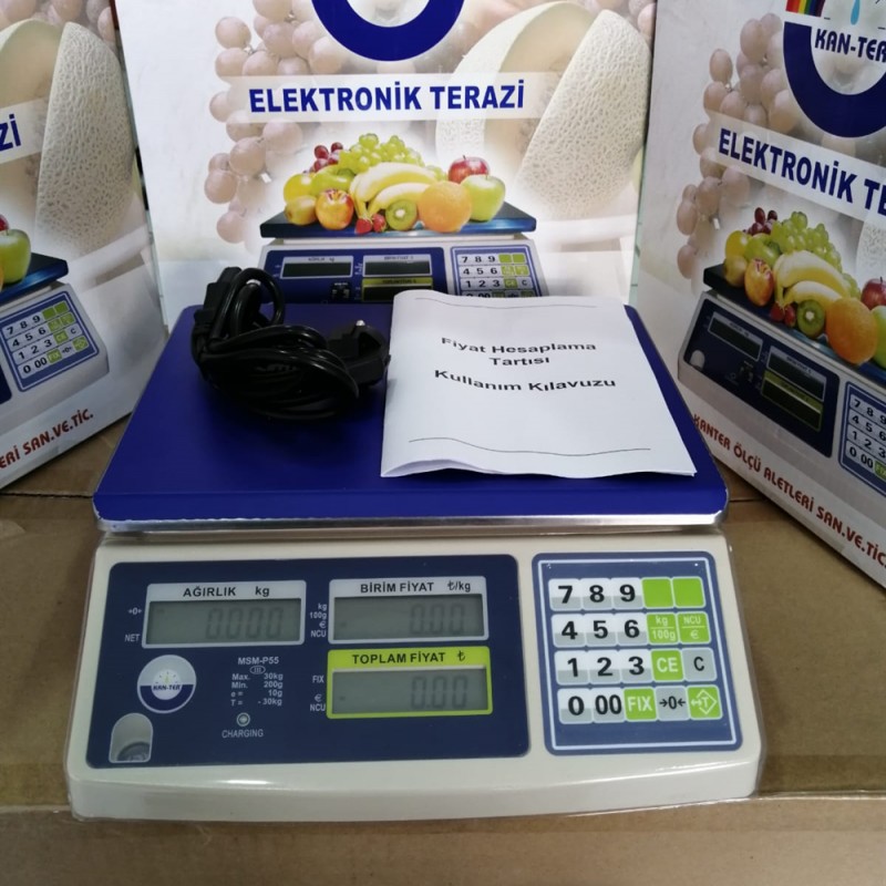 AYTER 30 S LCD fiyat hesaplamalı 30 kg terazi, M mühürlü, çift göstergeli